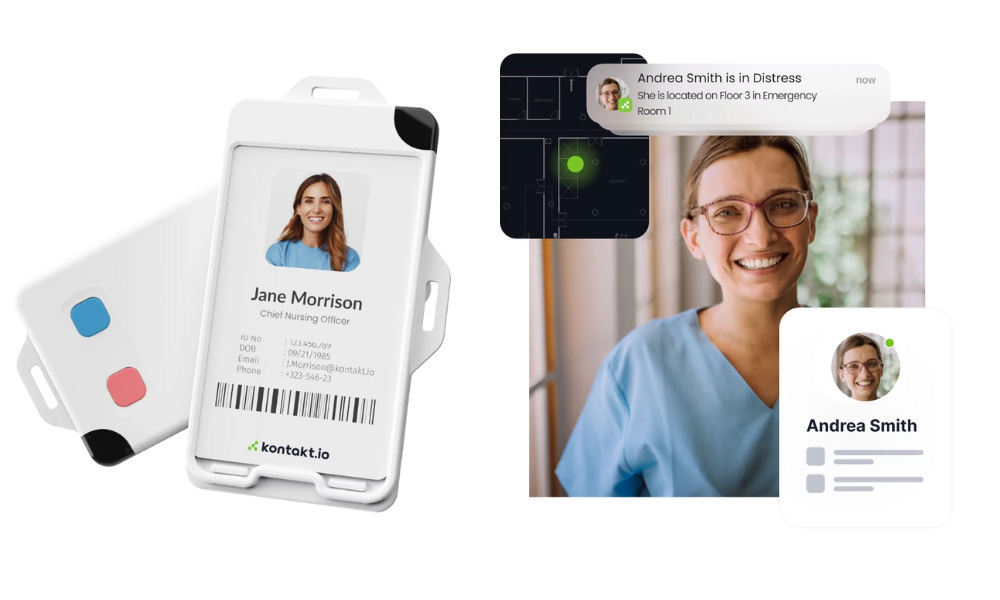 preview of mobile duress badges for hospitals by Kontakt.io