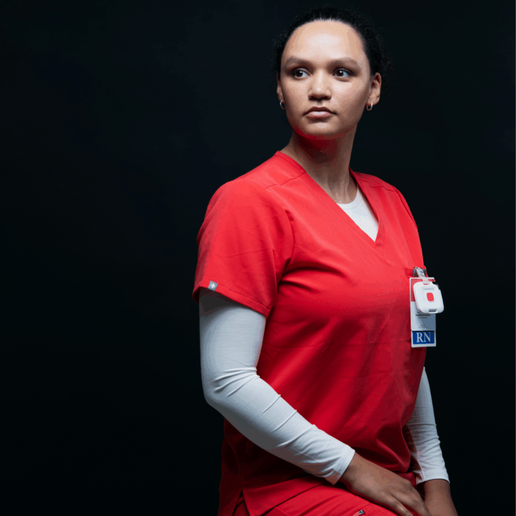 nurse on red background