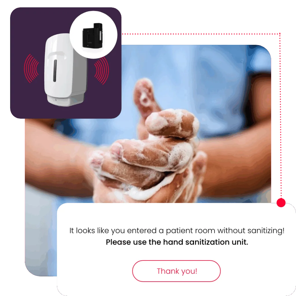 real time reminder to wash hand before entering room in the hospital for nurses