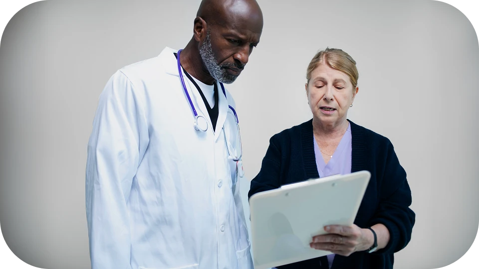 Doctors evaluating hand hygiene results